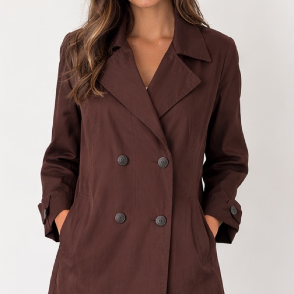 Vintage 80s Vision Brown Metallic Trench Waist Coat Large